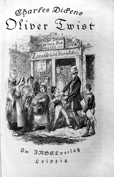 Illustratie voor Oliver Twist (Olivier) door Charles Dickens (1812-1870), door George Cruikshank (1792-1878). door George Cruikshank