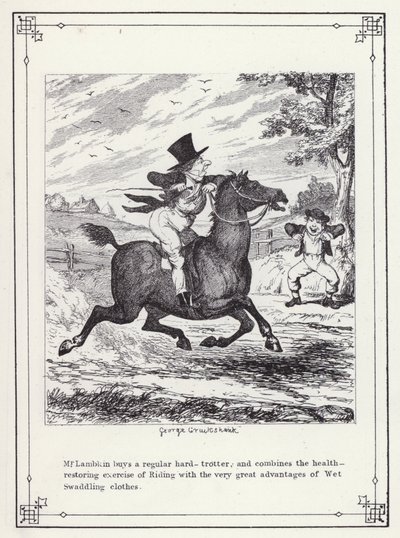 Illustratie voor Het Eigen Boek van de Vrijgezel, of De Voortgang van de Heer Lambkin (Gent) (gravure) door George Cruikshank