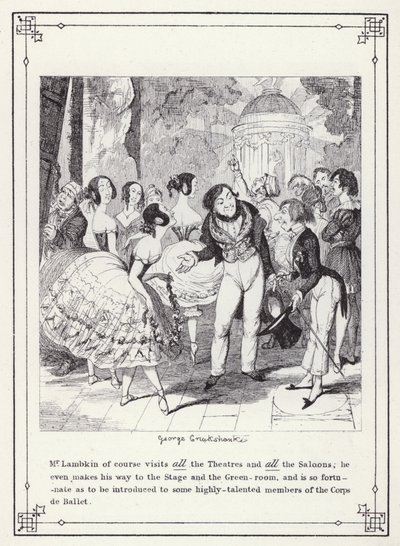 Illustratie voor Het Eigen Boek van de Vrijgezel, of De Voortgang van de Heer Lambkin (Gent) (gravure) door George Cruikshank