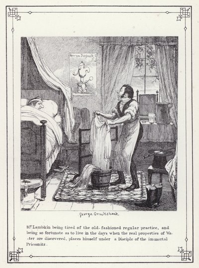 Illustratie voor Het Eigen Boek van de Vrijgezel, of De Voortgang van de Heer Lambkin (Gent) (gravure) door George Cruikshank