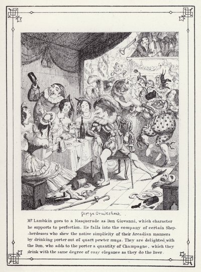 Illustratie voor Het Eigen Boek van de Vrijgezel, of De Voortgang van de Heer Lambkin (Gent) (gravure) door George Cruikshank
