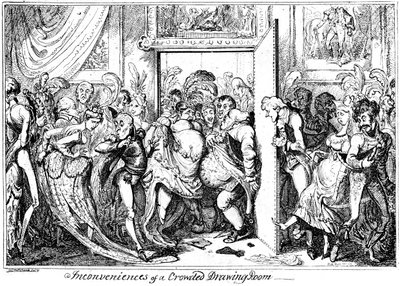 Ongemak van een overvolle salon, 1818 door George Cruikshank