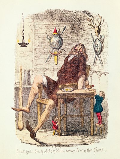 Jack haalt de Gouden Hen weg van de Reus door George Cruikshank