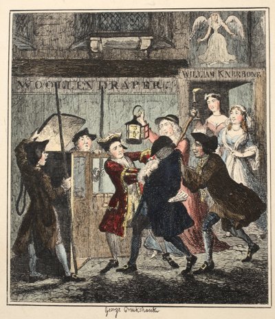 Jack Sheppard Bedriegt Shotbolt, illustratie uit Jack Sheppard: Een Romantiek door William Harrison Ainsworth door George Cruikshank