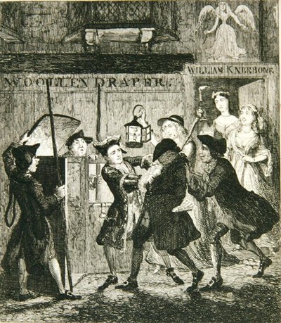 Jack Sheppard die Shotbolt de cipier bedriegt, illustratie uit 