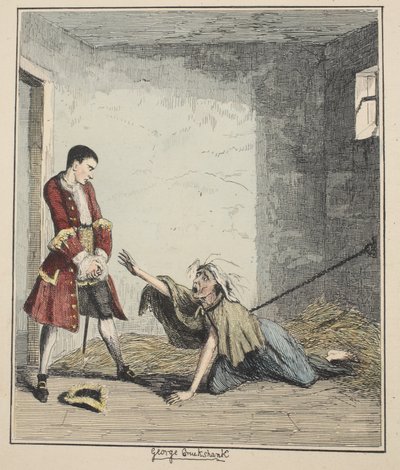 Jack Sheppard bezoekt zijn Moeder in Bedlam, illustratie uit Jack Sheppard: Een Romantiek door William Harrison Ainsworth door George Cruikshank