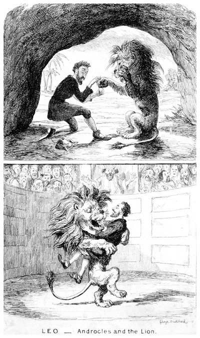 Leo - Androcles en de Leeuw, 19e eeuw door George Cruikshank