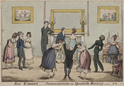 Les Graces, ongemakken bij quadrilledansen, 1817 door George Cruikshank
