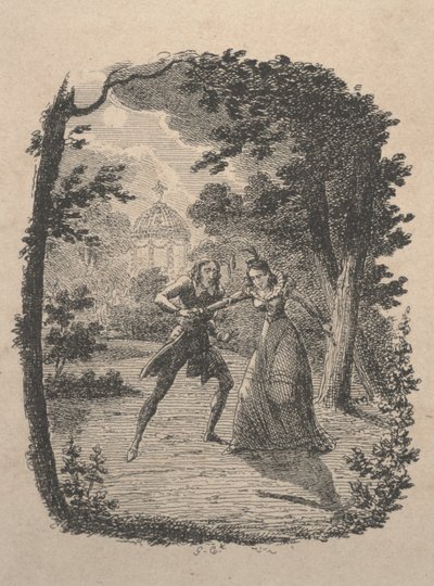 Man en vrouw in de tuin door George Cruikshank