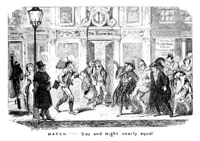 Maart - Dag en nacht bijna gelijk, 19e eeuw door George Cruikshank