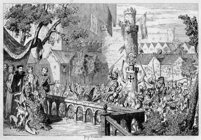 Maskerade in de Paleistuin van de Tower of London door George Cruikshank