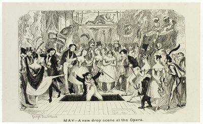 Mei - A New Drop Scene at the Opera van George Cruikshank