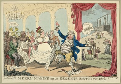 Feestvieren op de verjaardag van de regent, 1812 door George Cruikshank