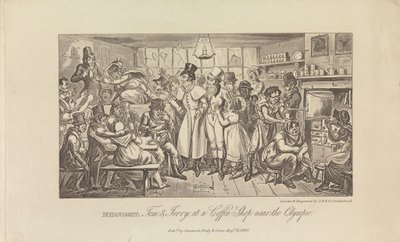 Middernacht, Tom & Jerry in een koffiehuis... door George Cruikshank