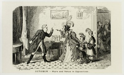 Oktober - Mars en Venus in oppositie van George Cruikshank