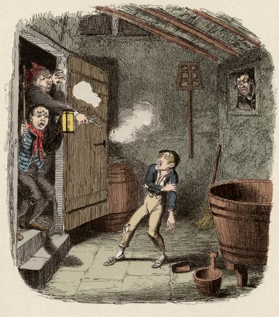 Oliver verrast en gewond tijdens de inbraakpoging (illustratie voor 