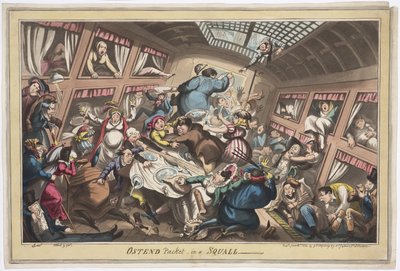 De Ostend Packet in een Storm, 1824 door George Cruikshank