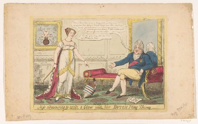 Prinses Charlotte uitgespeeld met haar Hollandse tol, 1814 door George Cruikshank