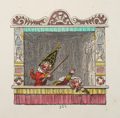 Punch en Judy uit Punch en Judy, gepubliceerd 1827 door George Cruikshank