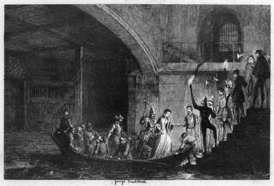 Koningin Jane en Lord Guilford Dudley teruggebracht naar de Toren, 1553 door George Cruikshank