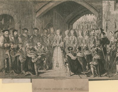 De intocht van koningin Jane in de Tower door George Cruikshank