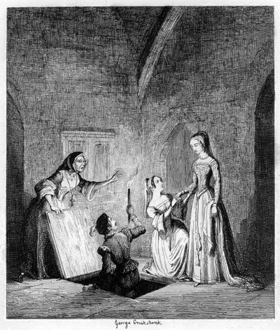 Vlucht van koningin Jane uit de Tower door George Cruikshank