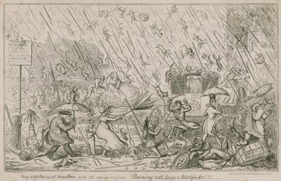 Het regent katten, honden en hooivorken door George Cruikshank