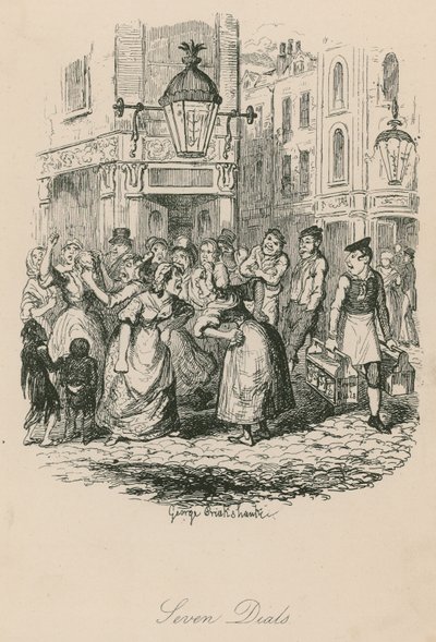Seven Dials, Londen door George Cruikshank