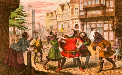 Sir John Falstaff gearresteerd door George Cruikshank