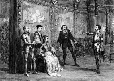Sir Thomas Wyatt dicteert voorwaarden aan Koningin Mary in de Witte Toren, ca. 1553 door George Cruikshank