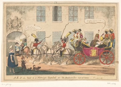 Spotprent op prinses Caroline, 1817 door George Cruikshank