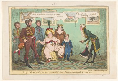 Spotprent op prinses Caroline, 1817 door George Cruikshank