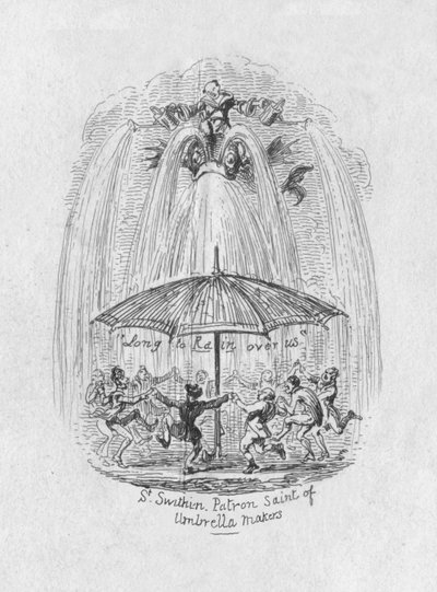 St. Swithin, patroonheilige van paraplumakers door George Cruikshank