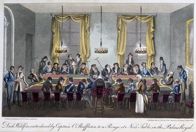 Tafel van spellen in het Palais Royal - in “Life in Paris” door David Carey, Londen door George Cruikshank