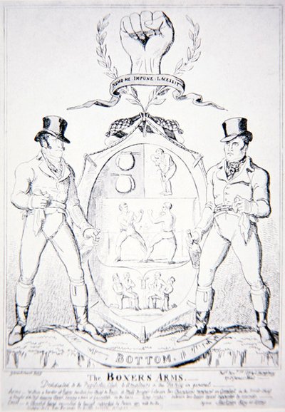 De armen van de bokser, opgedragen aan de Pugilistische Club, aan Amateurs & de Fancy in het algemeen, uitgegeven door G. Humphrey, Londen 1891 door George Cruikshank
