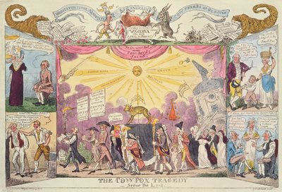 De Koeienpokken Tragedie - De Laatste Scene (satirische cartoon) door George Cruikshank
