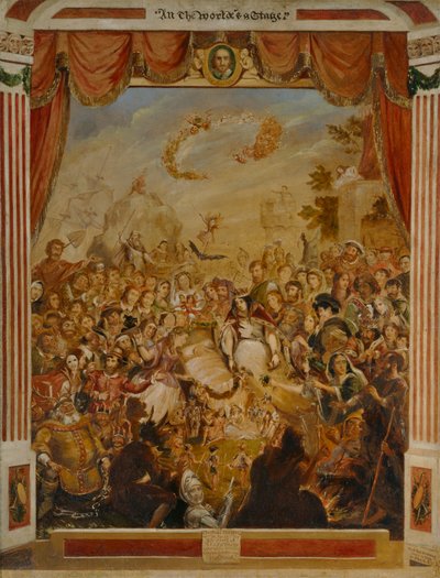 Het Eerste Optreden van William Shakespeare op het Podium van het Globe Theatre door George Cruikshank