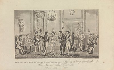 De Groene Kamer in Drury Lane Theatre door George Cruikshank