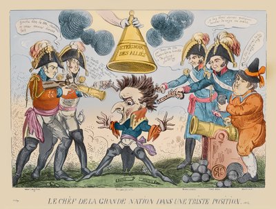 Het Hoofd van de Grote Natie in een Vreemde Situatie, 1813 door George Cruikshank