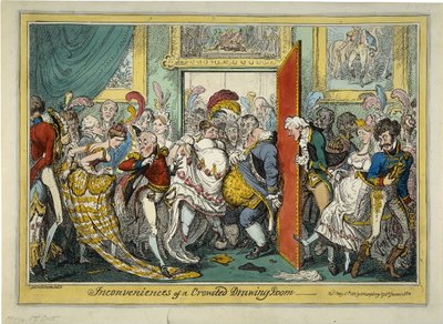 De ongemakken van een overvolle salon door George Cruikshank