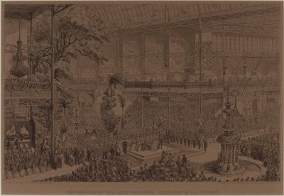 De Opening van de Grote Industriële Tentoonstelling van Alle Naties, 1 mei door George Cruikshank