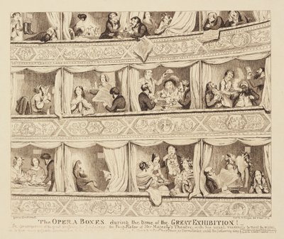 De Opera Boxen Tijdens de Grote Tentoonstelling, 1851 door George Cruikshank