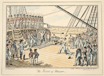 Het punt van eer, uit Greenwich Hospital, een serie maritieme schetsen, beschrijvend het leven van een matroos, uitgegeven 1825 door George Cruikshank