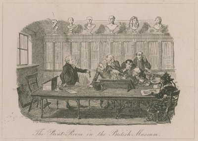 De Prentenkamer in het British Museum door George Cruikshank