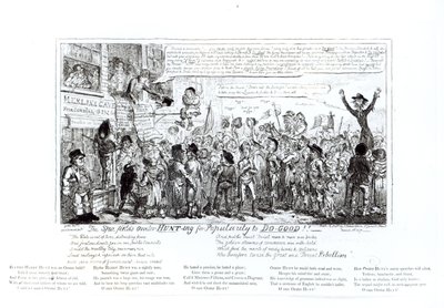De Spa Fields Orator Jaagt op Populariteit om Goed te Doen!!, uitgegeven door J. Sidebotham, 1817 door George Cruikshank