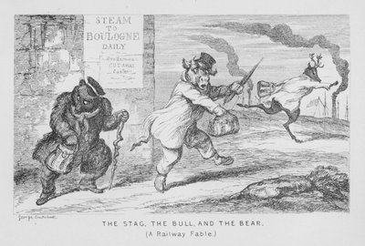 Het hert, de stier en de beer, een spoorwegfabel door George Cruikshank