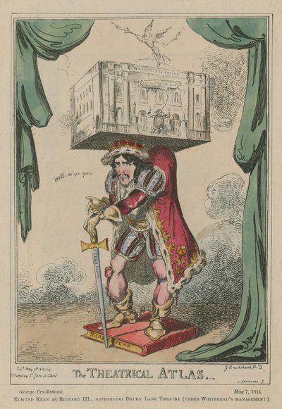 De Theatrale Atlas: Edmund Kean als Richard III door George Cruikshank