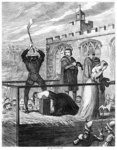 De executie van Lady Jane Grey, 1554 door George Cruikshank