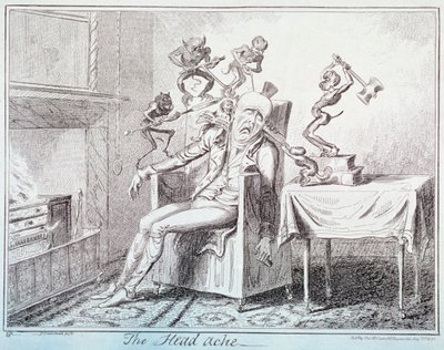 De hoofdpijn, 1835 door George Cruikshank