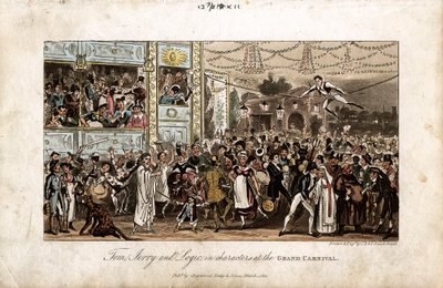 Tom, Jerry en Logic op het grote carnaval, 1821 door George Cruikshank